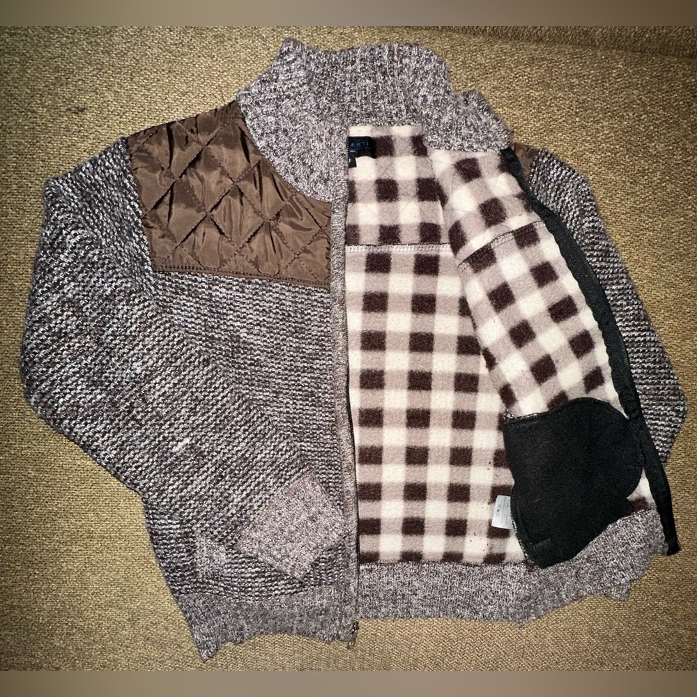 Geoberti Brown Quilted Zip Up Sweater Size 7